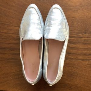 Kate Spade silver metallic loafers